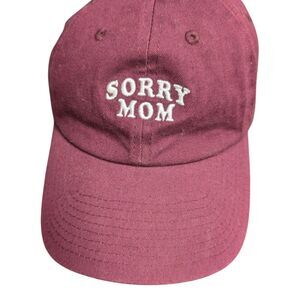 Sorry Mom Hat Cap Spencer’s Gifts Burgundy Maroon Dad Hat OSFM Cotton Adjustable